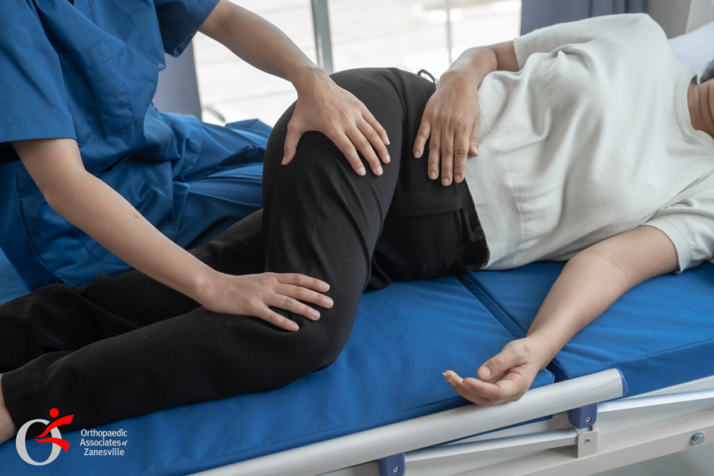 A woman with an Acetabular Fracture at the doctor for traetment in Ohio.